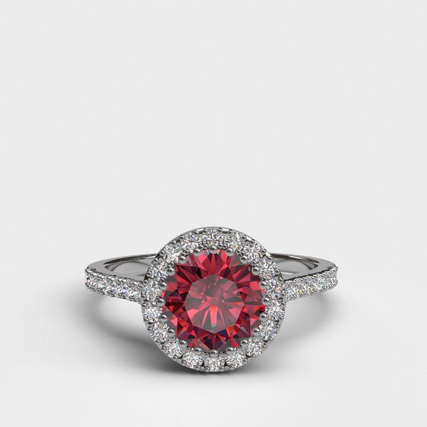 Single Halo 1.95ct Round Cut Ruby Engagement Ring - 06GG60R